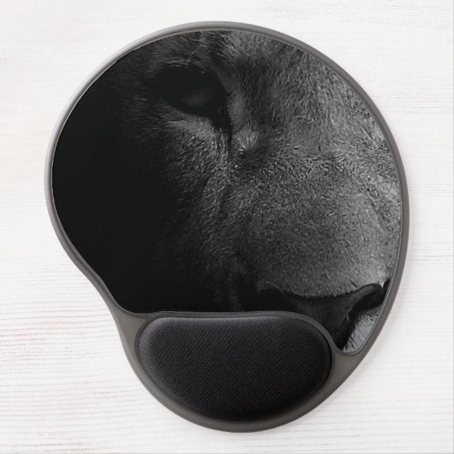 Black White Motivational Leadership Lion Eye Gel Mouse Pad (Front)