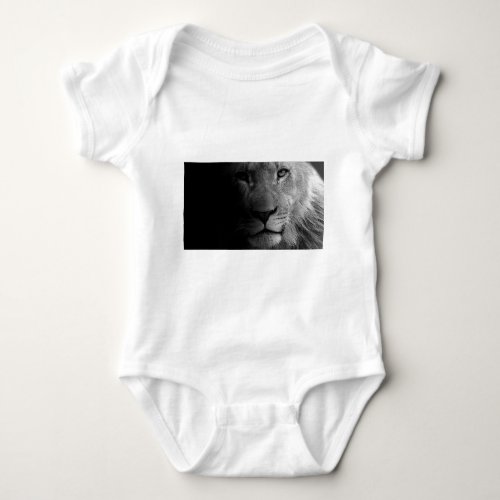 Black White Motivational Leadership Lion Portrait Baby Bodysuit