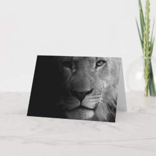Black White Motivational Leadership Lion Portrait Card
