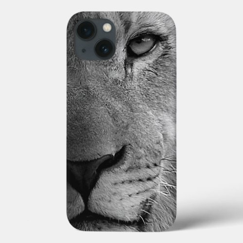 Black White Motivational Leadership Lion Portrait iPhone 13 Case