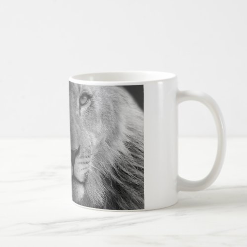 Black White Motivational Leadership Lion Portrait Coffee Mug