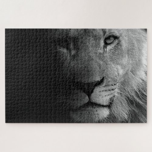 Black White Motivational Leadership Lion Portrait Jigsaw Puzzle