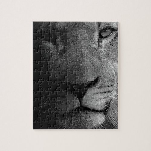 Black White Motivational Leadership Lion Portrait Jigsaw Puzzle
