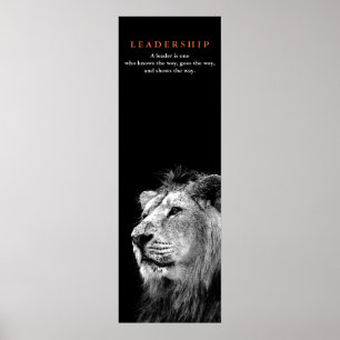 Black White Motivational Leadership Quote Lion Poster