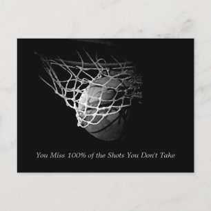Black & White Motivational Quote Basketball Postcard