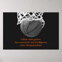Black White Motivational Quote Basketball Poster