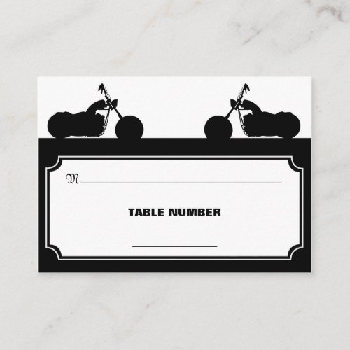 Black White Motorcycle Biker Silhouette Placecards