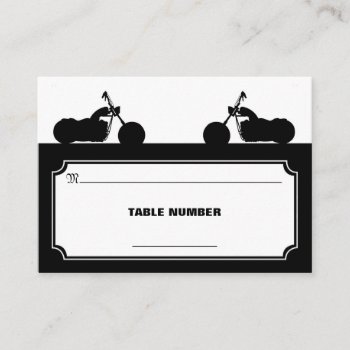 Black White Motorcycle Biker Silhouette Placecards by oddlotpaperie at Zazzle