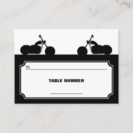 Black White Motorcycle Biker Silhouette Placecards