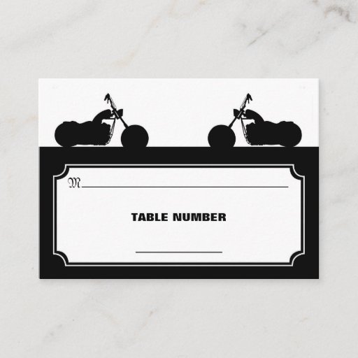 Customizable Black White Motorcycle Biker Silhouette Placecards Business Card Template