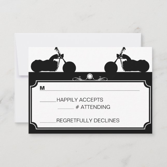 Black & White Motorcycle Biker Silhouette rsvp (Front)