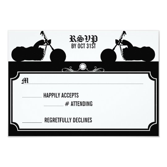 Black & White Motorcycle Biker Silhouette rsvp Card