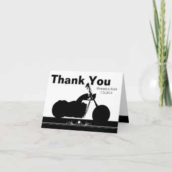 Black White Motorcycle Biker Silhouette Thank You by oddlotpaperie at Zazzle