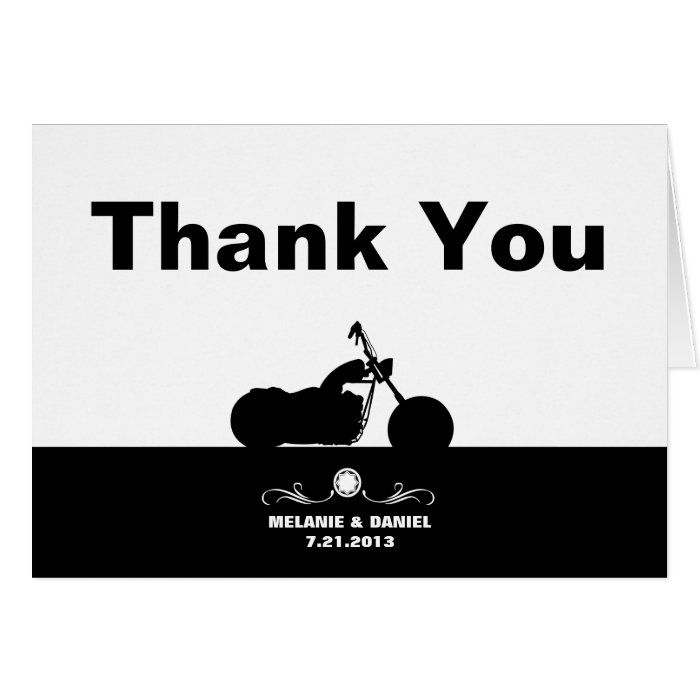 Black White Motorcycle Biker Silhouette Thank You Greeting Cards