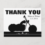 Black White Motorcycle Biker Silhouette Thank You Postcard at Zazzle