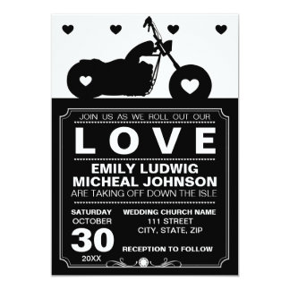 Motorcycle Wedding Invitations Announcements Zazzle Flames Heart Rock N Roll Biker Wedding Invitation