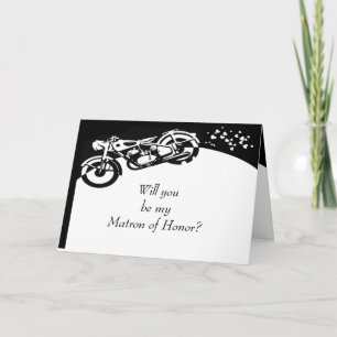 Black White Motorcycle Custom Matron of Honor Invitation