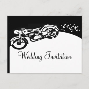 Black White Motorcycle Custom Wedding Invitation