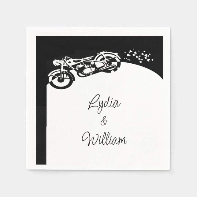 Black White Motorcycle Custom Wedding  Napkins (Front)