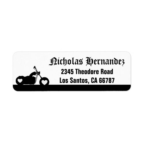 Black  White Motorcycle Silhouette Address Label
