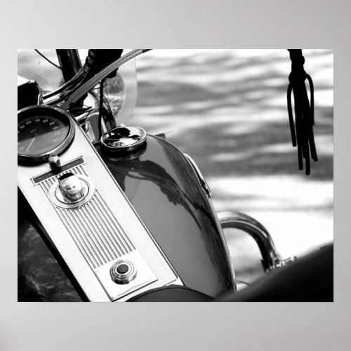 Black  White Motorcycle Tank Close_Up 16x20 Poster