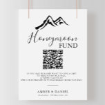 Black White Mountain Wedding Honeymoon Fund Poster<br><div class="desc">This black white mountain wedding honeymoon fund poster is perfect for a country wedding. The design features an elegant hand-drawn mountain.</div>