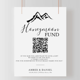 Black White Mountain Wedding Honeymoon Fund Poster
