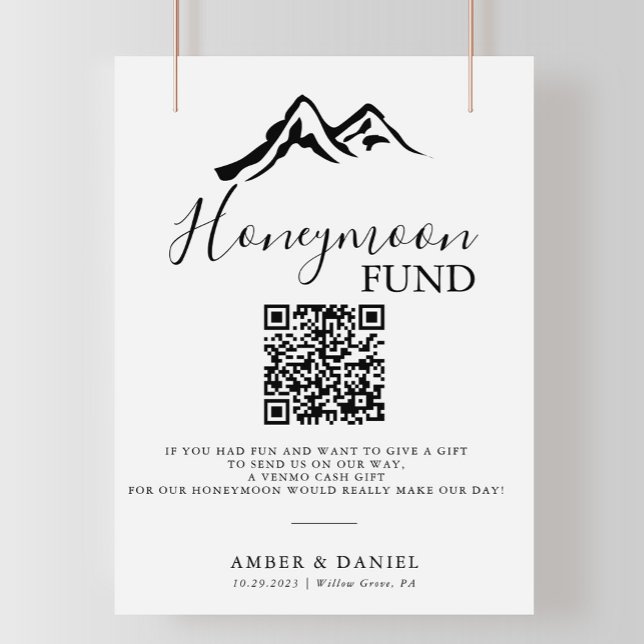 Black White Mountain Wedding Honeymoon Fund Poster (Creator Uploaded)