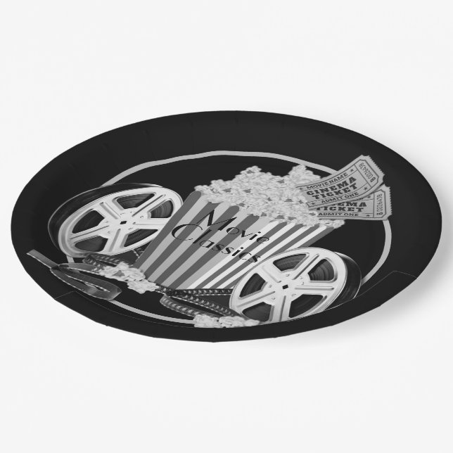 Black & White Movie Classics Paper Plates (Angled)