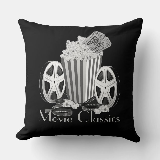Black & White Movie Classics Throw Pillow (Front)