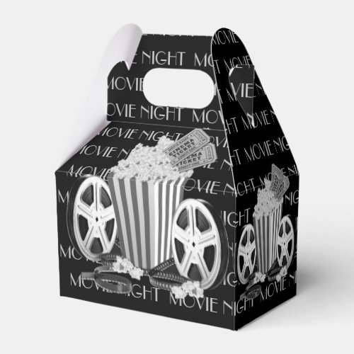 Black  White Movie Night Gable Favor Boxes