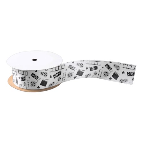 Black white movie night party satin ribbon