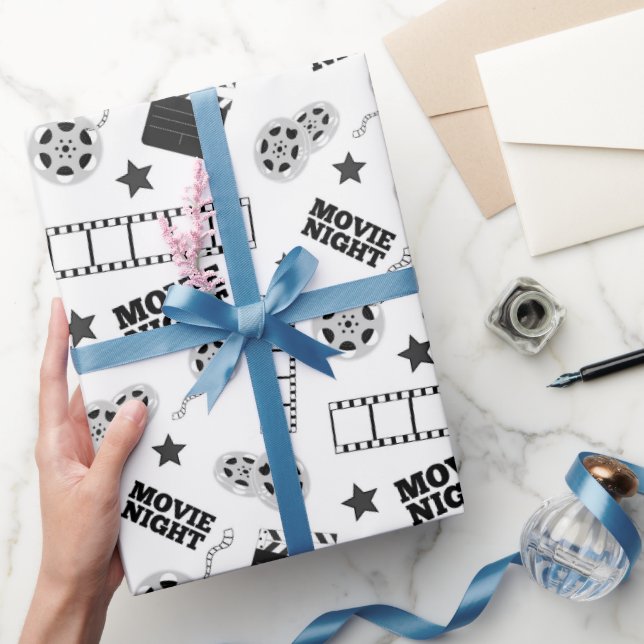 Black white movie night party wrapping paper (Gifting)