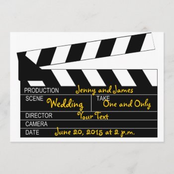 Black White Movie Theme Wedding Invitation by stampgallery at Zazzle