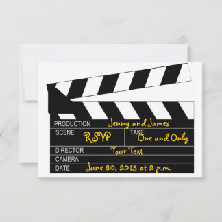 Black White Movie Theme Wedding RSVP Cards