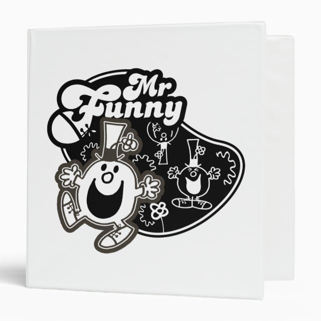 Black & White Mr. Funny 3 Ring Binder (Front/Inside)