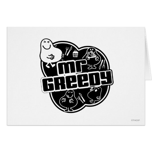Black & White Mr. Greedy Cards (Front Horizontal)