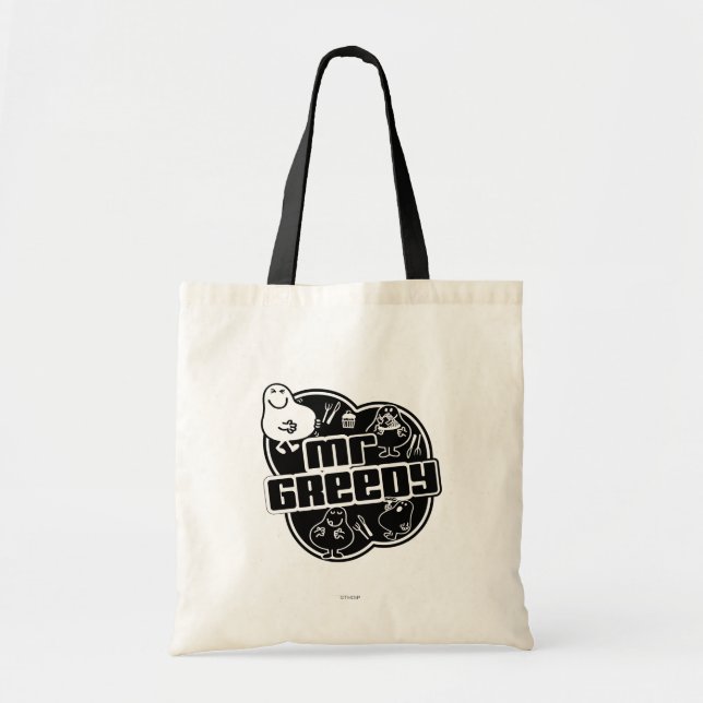 Black & White Mr. Greedy Tote Bag (Front)