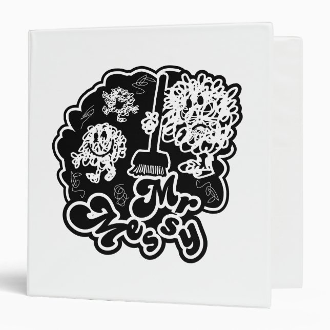 Black & White Mr. Messy Cleaning 3 Ring Binder (Front/Inside)