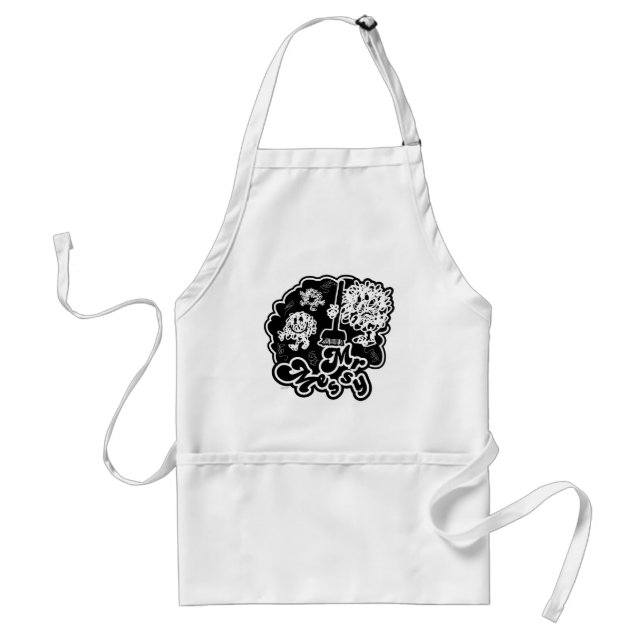 Black & White Mr. Messy Cleaning Adult Apron (Front)