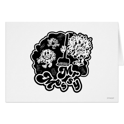 Black & White Mr. Messy Cleaning Cards (Front Horizontal)