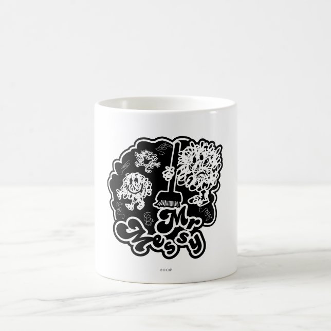 Black & White Mr. Messy Cleaning Coffee Mug (Center)