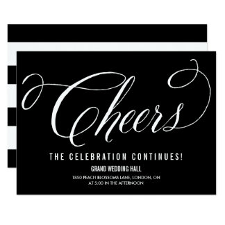 Black & White Mr. & Mrs. Elegant Script Reception Invitation