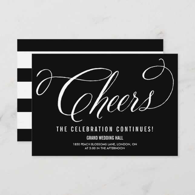 Black & White Mr. & Mrs. Elegant Script Reception Invitation (Front/Back)