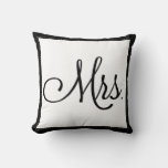 Black &amp; White &quot;mrs.&quot; Pillow, Personalized On Back Throw Pillow at Zazzle