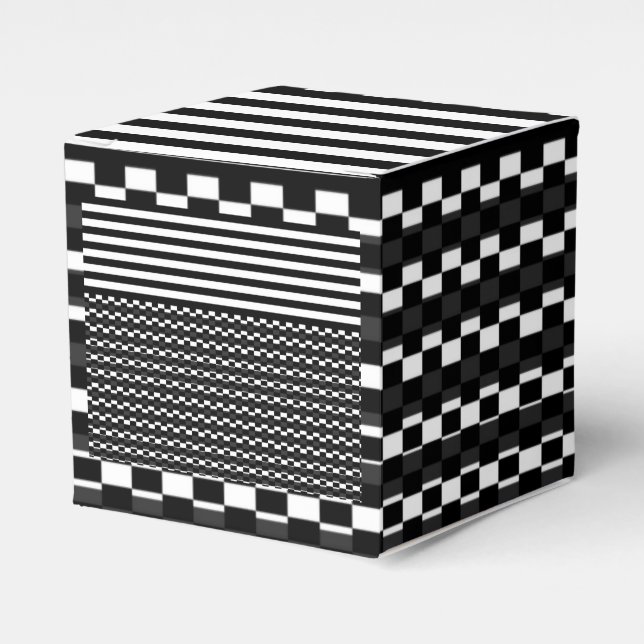 Black & White Multi-Patterns  Favor Boxes (Front Side)