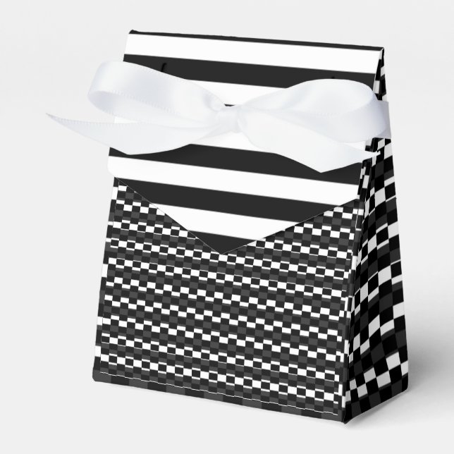 Black & White Multi-Patterns  Favor Boxes (Front Side)