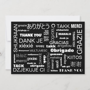 Black White Multilingual Thank You Card