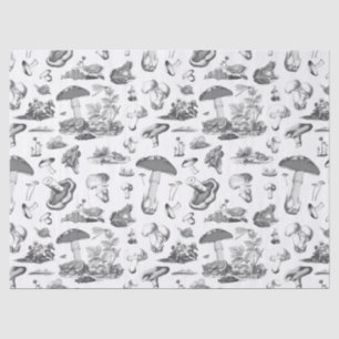 Black White Mushroom Frog Snail Forest Pattern Tissue Paper