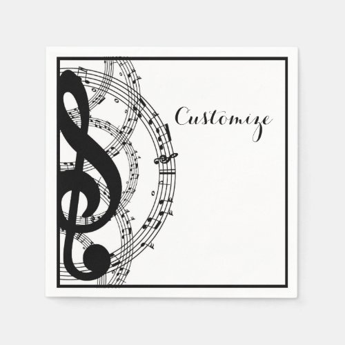 Black  White Music 2 Napkins